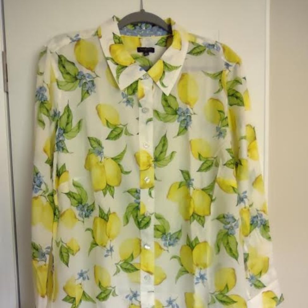 Talbots Lemons Long Sleeved Button Up Blouse